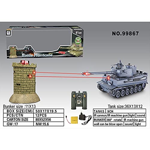 s-idee® RC Panzer 99867 - Carro armato battito tedesco Tiger 1:28 con sistema di combattimento a infrarossi integrato 2,4 Ghz RC R/C