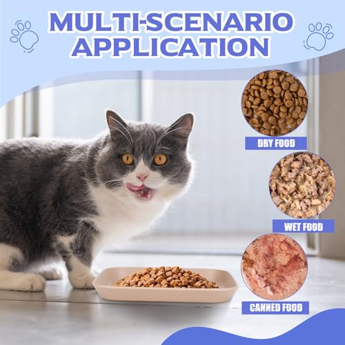 Aevcvok 10 Stück Katzennapf, Futternapf Katze Flach, Katzenfutter Napf, Quadrat Katzenschüssel, Katzen Futternapf Bunte, Katzenteller, Katzen Napfset für Trockenfutter und Nassfutter