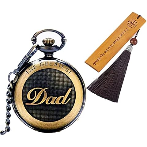 Father's Day Gift Dad Gifts Vintage Dad Pocket Watch Wooden Bookmark with Engraving for Dad Cover