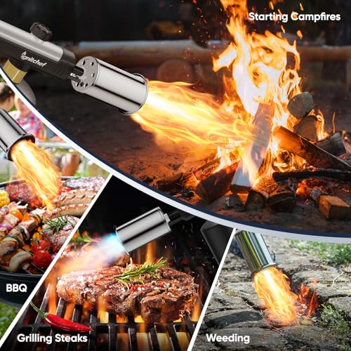 Image of Propane Torch Gun, Adjustable Flame & Safety Lock, BBQ /Camping