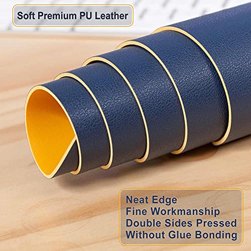 Image of Desk Pad Large, Desk Mat, Extended Mouse Mat, Mouse Pad XL, Desk Blotter, DOBAOJIA Laptop Pad Writing Pad for Office /Home, Dual-Side Use PU Leather Waterproof 31.5 inch X 15.7 inch (Navy Blue /Yellow)