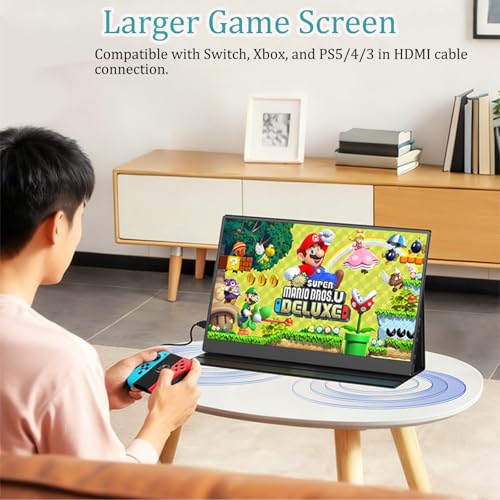 Image of Portable Monitor, 15.6 Inch FHD 1080P 60Hz Second External Monitor | Ultra-Slim IPS HDMI USB-C Travel Monitor with Protective Case & Speakers, External Monitor for Laptop PC Phone Mac