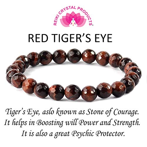 Image of Reiki Crystal Products Natural Crystal Stone 8 mm Faceted Diamond Cut Beads Bracelet for Men & Women | Reiki Charged Gemstone Bracelet | Multiple Stone Variants Available