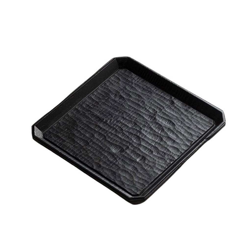 Bandejas Servir Comida Mesa De Té Seca Madera Maciza Negra For El Hogar, Bandeja Cuadrada For Sala Estar, Pequeña Mesa Cama(A)