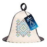 SHSH trade group Sombrero de sauna de lana ucraniana Bordado Ornamento Azul...