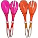 Produktbild com-four® 4-teiliges Set Salatbesteck in orange und pink zum Servieren Ihrer köstlichen Salate (04-teilig - orange/pink)