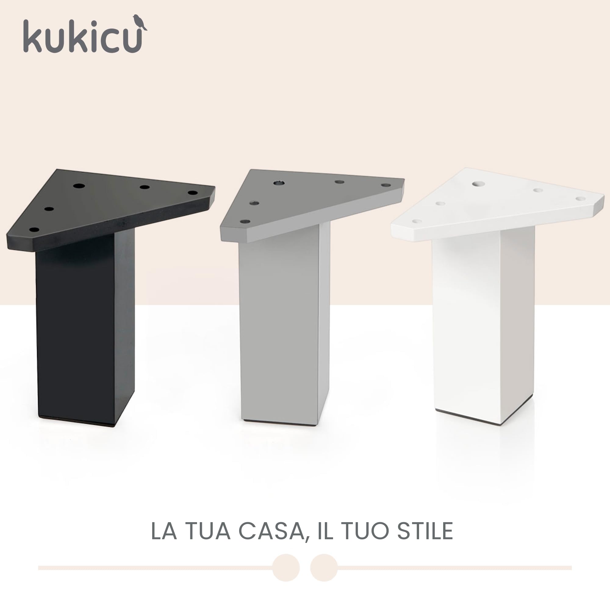 ✮ Gambe per Mobili Bianche ✮ Set di 4 Gambe, Viti Incluse – Colore Bianco - 10 cm - Piedini DIY in Resina ABS per Tavolini, Mobili, Armadi, Scaffali,... (Set di 4)
