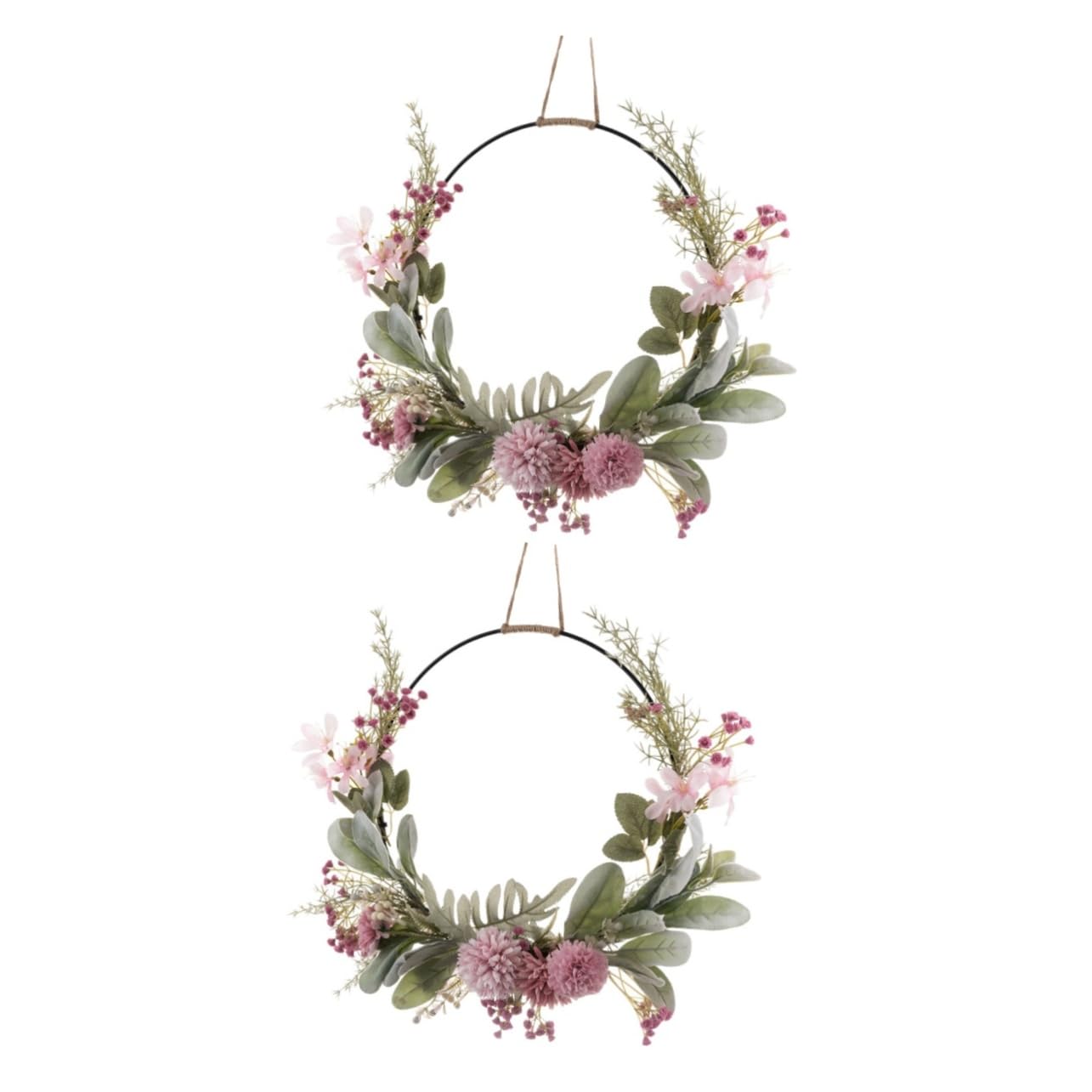 VOSAREA 2pièces Couronne De Fleurs Artificielles avec Oreilles De Lapin Décoration Murale Porte pour Mariage Et Maison Éléments Naturels Et Vifs pour Fêtes Et Saisons