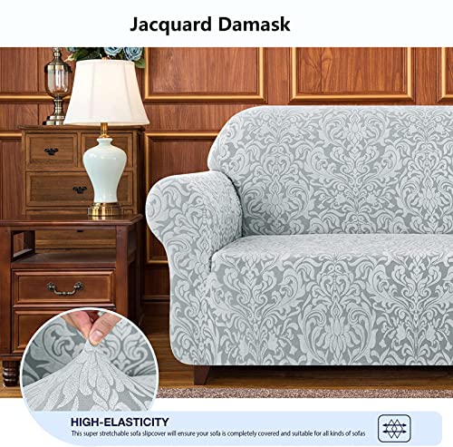 Housse de canapé jacquard extensible marron clair, finition textile premium