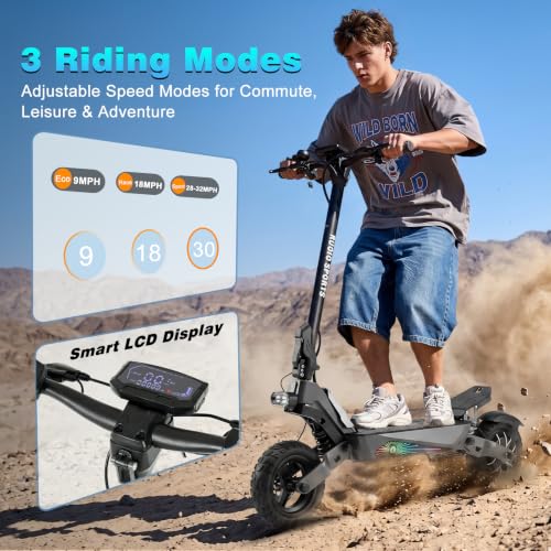 Image of Fast Electric Scooter Adults, 1200W /5600W Off Road E Scooter, 35 /50 Miles Long Range, 35 /50 MPH Top Speed, 10 /11 inch Tires, Foldable Kick Scooter for Adults and Teens with Dual Suspension