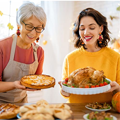 Thanksgiving Earrings Beaded Fall Earrings for Women, Handmade Pumpkin Turkey Maple Leaf Drop Dangle Earrings Thanksgiving Accessory Holiday Gifts2