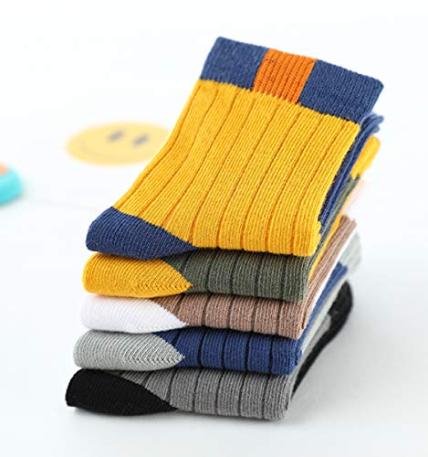 FOFJR Kid's Knitted Socks Autumn Winter Boys Half Cushion Ankle Socks 5 Pack (12-15 Years)3
