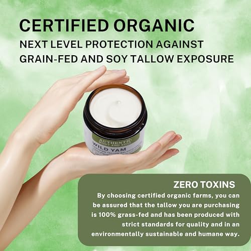 Wild Yam Cream for Women, Canadian Certified Grass-Fed Tallow, Unscented, Infused Frankincense Resin, Natural, Authentic Women's Wild Yam Root Oil Cream, Balancing Moisturizer with Organic Ingredients, Premium Botanicals Skin Care, Certified Grass-Fed Tallow by AGW + Formulated by Authentic Body And Soul, 2oz - View 6