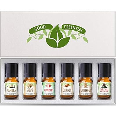 Winter Essential Oil Set of 6 Fragrance Oils - Christmas Wreath Pine, Vanilla, Peppermint, Cinnamon, Sugar Cookie, and Gingerbread by Good Essential Oils