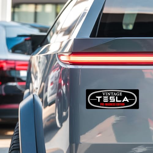 Image of Magnet Me Up Vintage Tesla Pre-Madness Edition 3x8 Inches Retro Car Magnet for Tesla Fans Waterproof, UV-Printed Magnetic Decal for Cars, Trucks, SUVs Made in USA