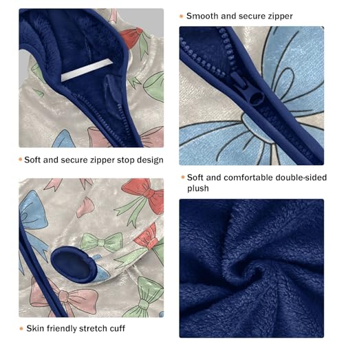 Colorful Ribbons on Beige Background Toddler Fleece Jacket Girl Boys Hooded Fleece Jacket Coat3