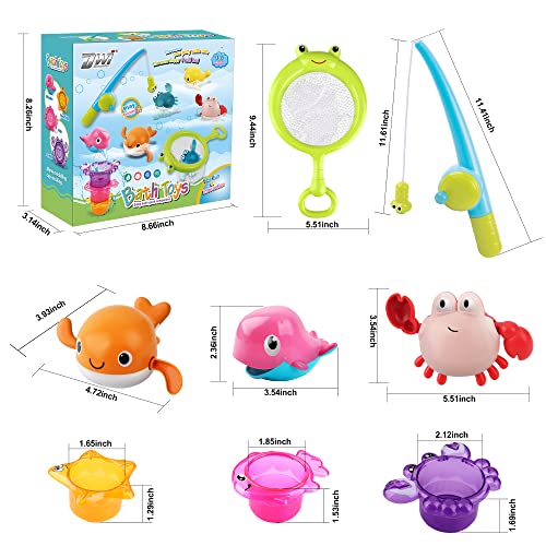 Dwi Dowellin Bath Toy For Toddlers ,Bathtub Toy With Floating Mold Free Swimming Toys And Stacking Cups,Magnetic Fishing Game For Toddles And Babies #TOP5