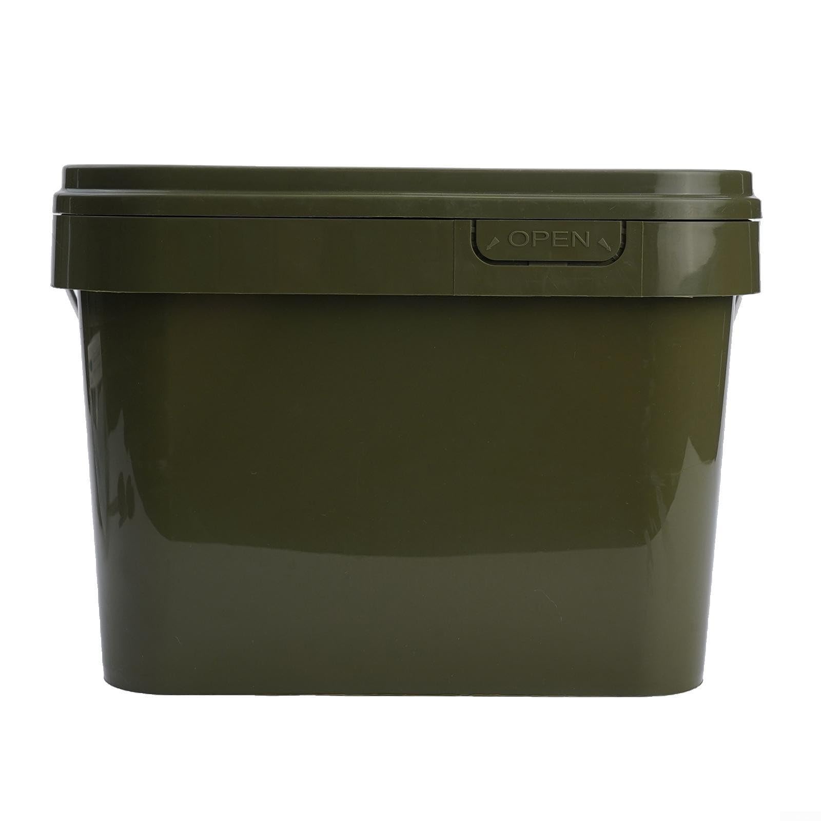 Seau à appâts de pêche robuste de 10 litres de forme carrée avec poignée de transport pour carpe bouillettes et appâts de sol