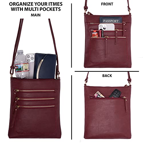Image of Solene Crossbody Bag Functional Multi Pocket Messenger Purse Top Zip Closure Shoulder Handbag With Adjustable Strap