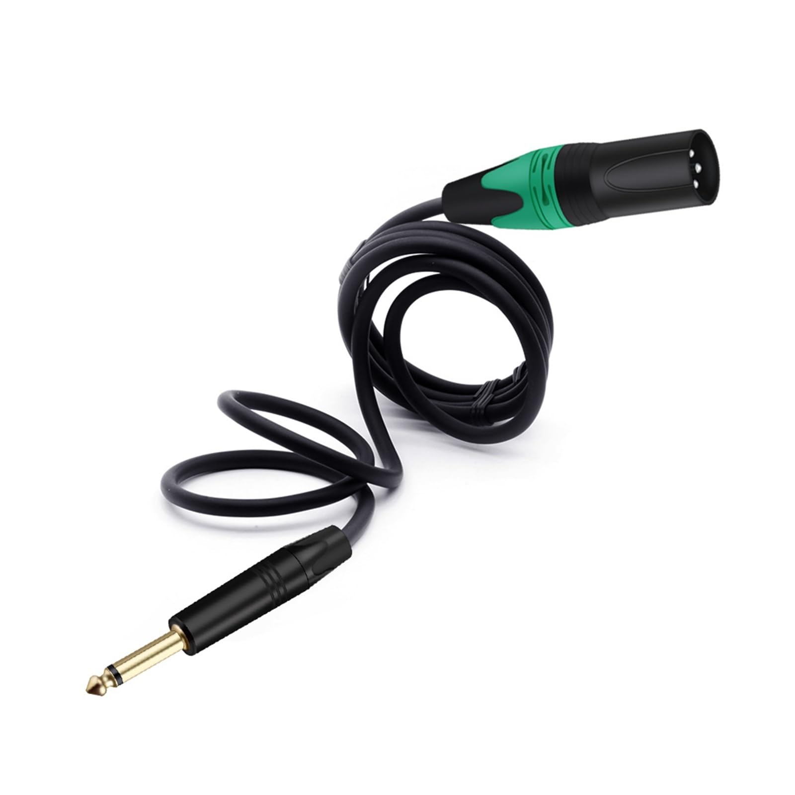 Gniazdo 6,35 mm męski na męski XLR 1/4" do mikrofonu, kabel audio z rdzeniem mikrofonowym, ekranowany pleciony (kolor: zielony, rozmiar: 5 m)