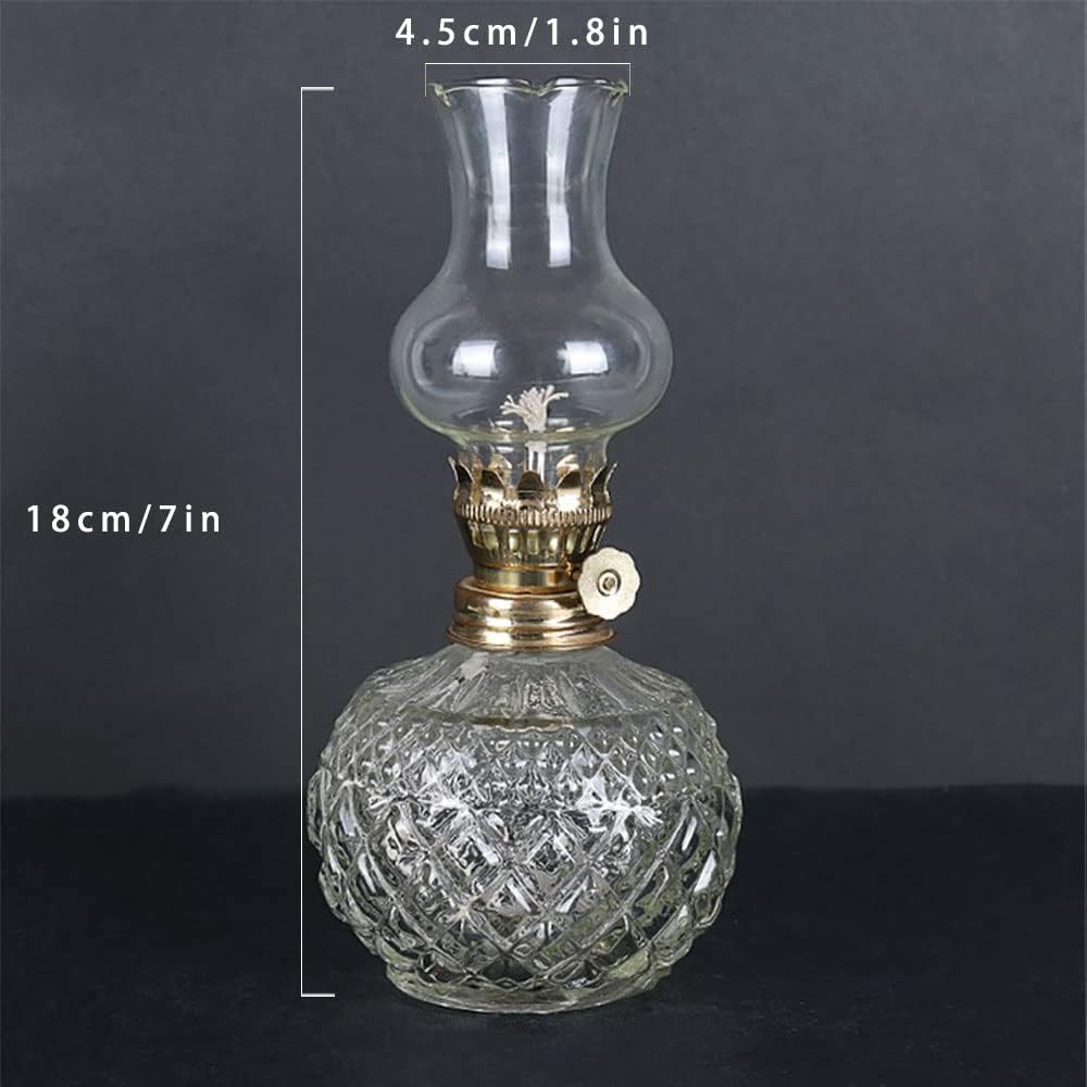Oil Lamp Vintage Kerosene Lamp for New Home Memorable Christmas Glass Crystal Glass Light Glass Lantern Lamp for Home Lighting Emergency Lighting Decor (Clear)