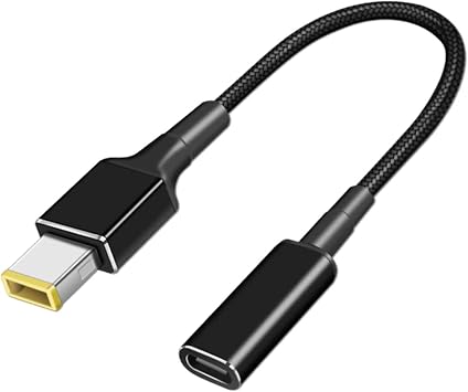 USB C to Slim-Tip Laptop Charging Cable, USB-C Female to Slim-tip | Type C to Square Converter Adapter, For Lenov Yoga T470s T470 T460s T450 T450s, For ThinkPad X1