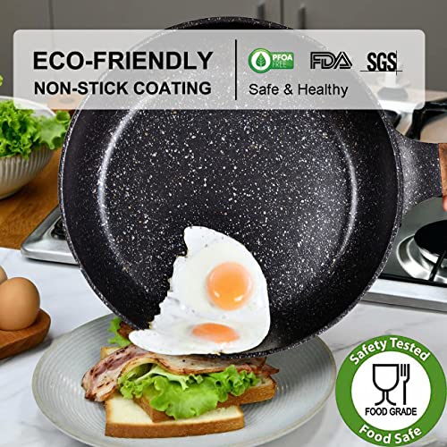 Diig Nonstick Frying Pan Skillet With Lid, Pfoa-Free Granite Stone Coating Chef's Pan, 11.5" Large Woks Pans For Cooking, Gift Cookware Pan For Gas, Electric Stove, Induction Top(11.5+Lid) #TOP1