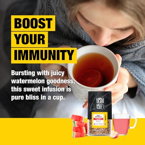 Image of Tiesta Tea - Chunky Watermelon, Loose Leaf, Sweet Watermelon Herbal Tea, Premium Non-Caffeinated Fruit Blend, Makes Hot or Iced & Brews Up to 200 Cups, 16oz Resealable Bulk Pouch