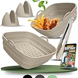 KNUSPERLIEBE® Silikonform-Set faltbar & extra dick für Heißluftfritteusen ab 3,7L-8L mit Zubehör | Airfryer Silikoneinsatz, BPA-FREI, Für Ninja SL400, Phillips, Cosori