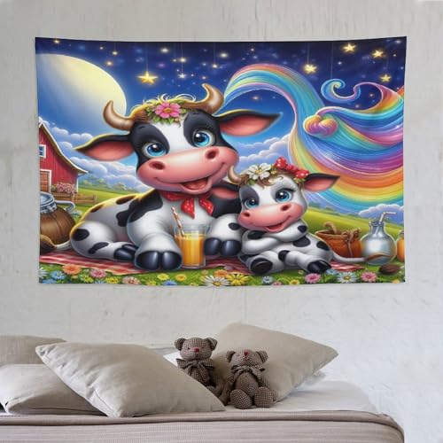 Tapisserie murale vache PAZZK pour recouvrir un mur vide facilement sans faire de travaux