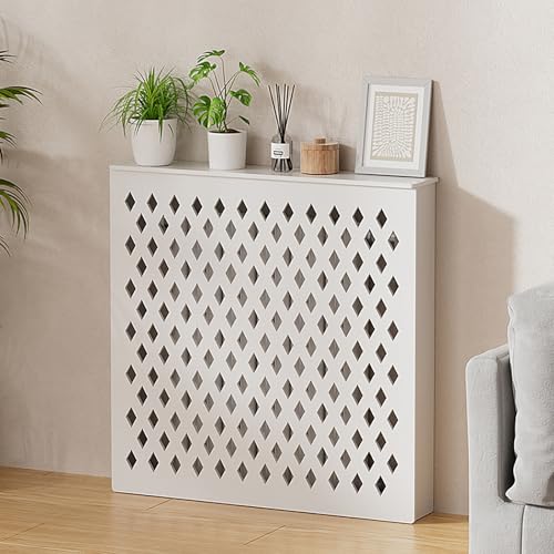 Cache-radiateur étagère persiennes bois couverture chauffante diffuseur - 7