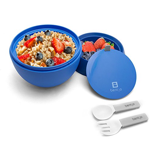 Bentgo Bowl (Blue) – Insulated, BPA-Free Lunch Container with Collapsible Utensils Set –