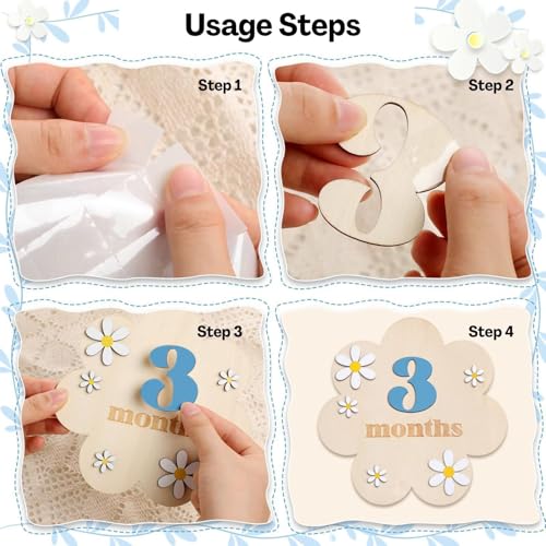 Image of TecoKart Baby Monthly Milestone Cards for New Born Photoshoot | Blue Baby Monthly Photoshoot Props for Milestone Memories