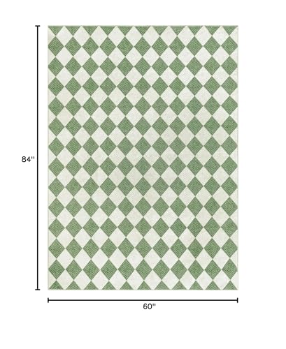 Tapete decorativo Kiginara 5x7 verde tablero miniatura 2