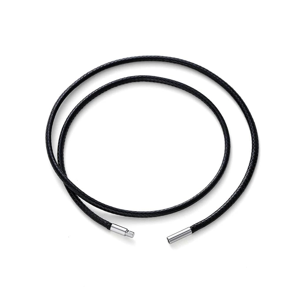 LYVQZPWLRuna collana di cera, Cordino in pelle intrecciata nera e marrone da 45/50/60 cm, cordino in cera fai da te, for realizzare gioielli con ciondolo, collana, chiusura in acciaio.(Coffeesteel,45c