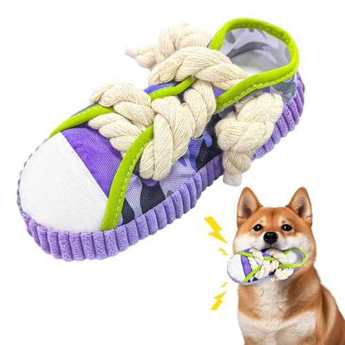 dellyy Hundespielzeug Kuscheltier, Hundespielzeug für Welpen und Kleine Hunde, Geschenke für Hunde, Slipper-Spielzeug, Hundegeschenk Weiches Quietschendes Plüschspielzeug (Lila)