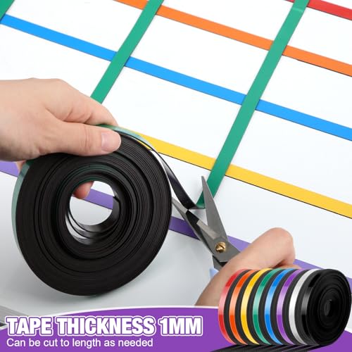 Saypacck 8 Rolls Magnetic Tape Roll Thin Strips, 2/5 in x 33 ft Magnetic Whiteboard Graphic Decorative Dry Erase Colorful Board Dividers for Marking Line Classroom Office Art(Multicolor) by Saypacck - Image 6