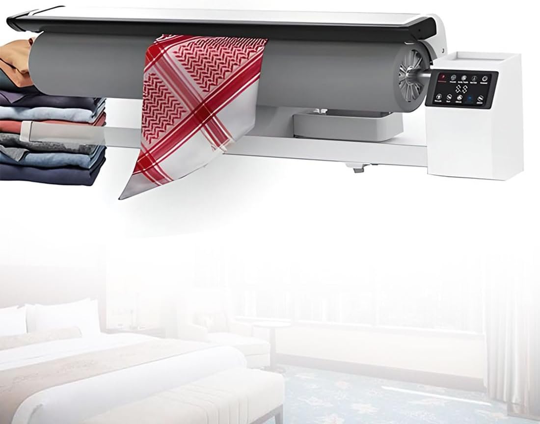 90Cm Commercial Rotary Roller Iron Steam Press for Hotel Linen & Bed Sheets, 2950W Industrial Fabric Steamer with Foot Pedal