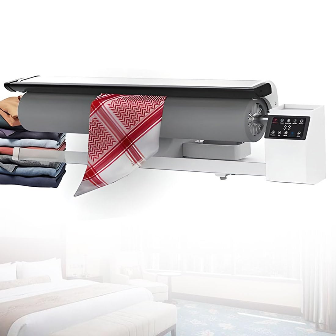 Commercial Rotary Roller Iron Steam Press for Hotel Linen & Bed Sheets, Industrial Fabric Steamer with Foot Pedal | Continuous Steam Ironer for Laundry, Pillowcases, Towel