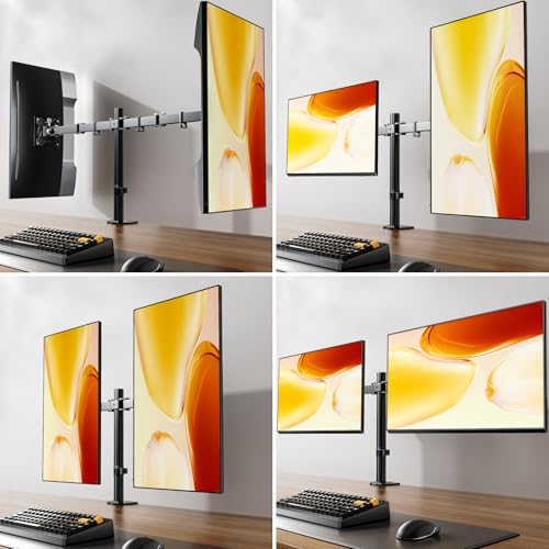 Image of HEYMIX LIFE Dual Monitor Arm - Screen Mount Monitor Arm for Computer Monitors, Dual Monitor Stand for 2 Screen 13-27 inch Computer Screens, VESA 75mm /100mm Monitor Holder for Gaming&Office