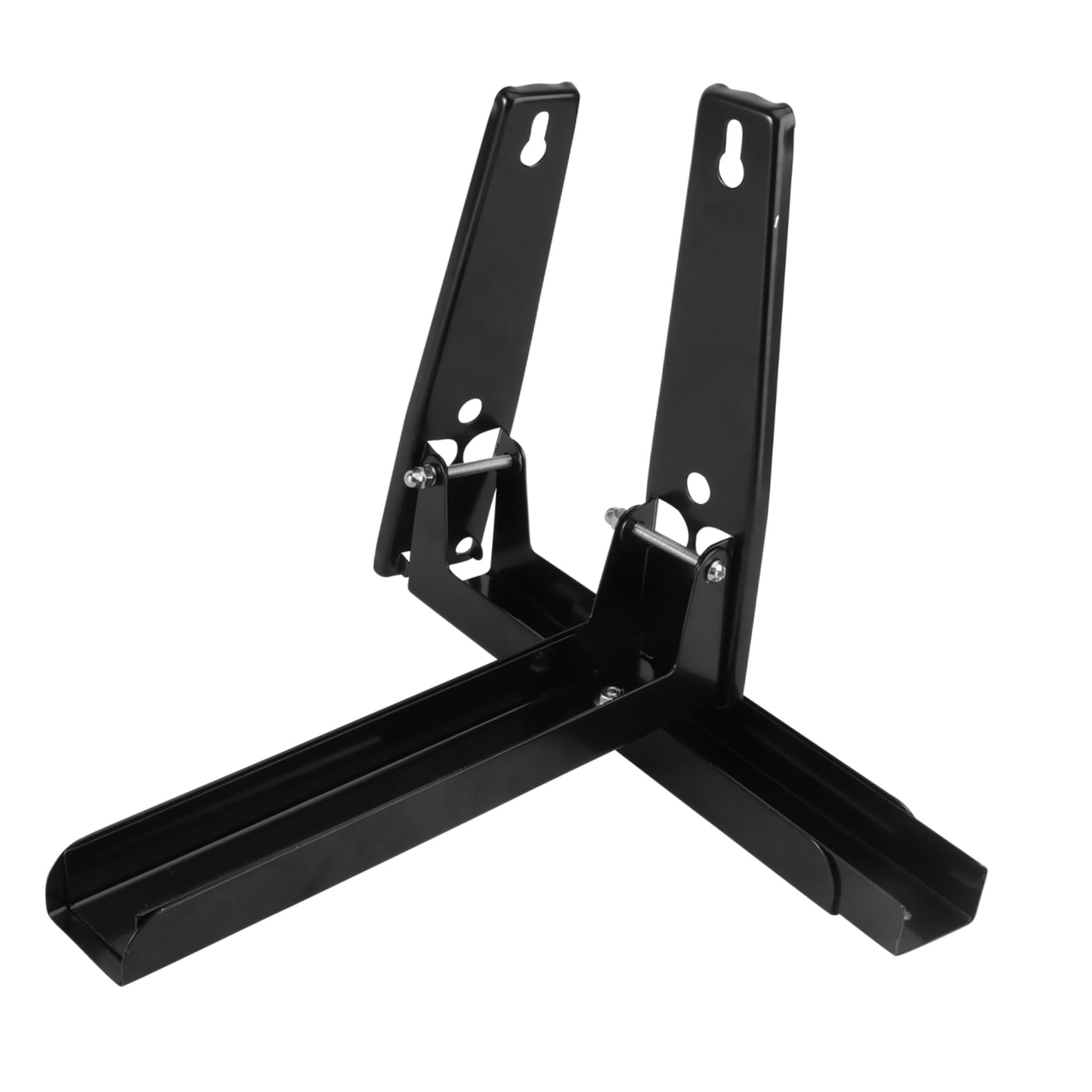 Support mural micro-ondes extensible en acier noir pour un gain de place