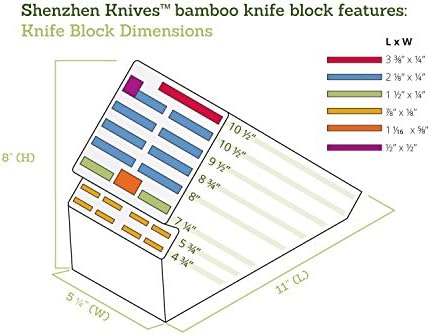 20 Slot Universal Knife Block: Shenzhen Knives Large Bamboo Wood Knife Block Without Knives - Countertop Butcher Block Knife Holder and Organizer with Wide Slots for Easy Kitchen Knife Storage