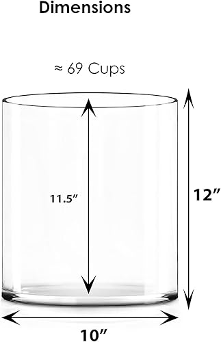Miniatura 2 de CYS Excel Jarrón cilíndrico de vidrio transparente grande (H 12 pulgadas de profundidad  10 pulgadas)  Múltiples opciones de tamaño  Jarrón flotante