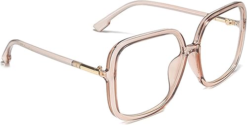 Miniatura 3 de bullabulling Gafas de lectura cuadradas retro para mujer, bloqueo de luz azul, marcos de anteojos de gran tamaño, lente grande