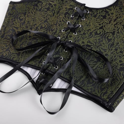 Image of Scarlet Darkness Corset Tops for Women Renaissance Underbust Corset Boned Lace Up Corsets