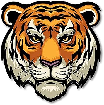 Tiger Head Decal/Sticker - Mordern Animal Art - 3.5 x 3.5 - for Car, Truck, Laptop