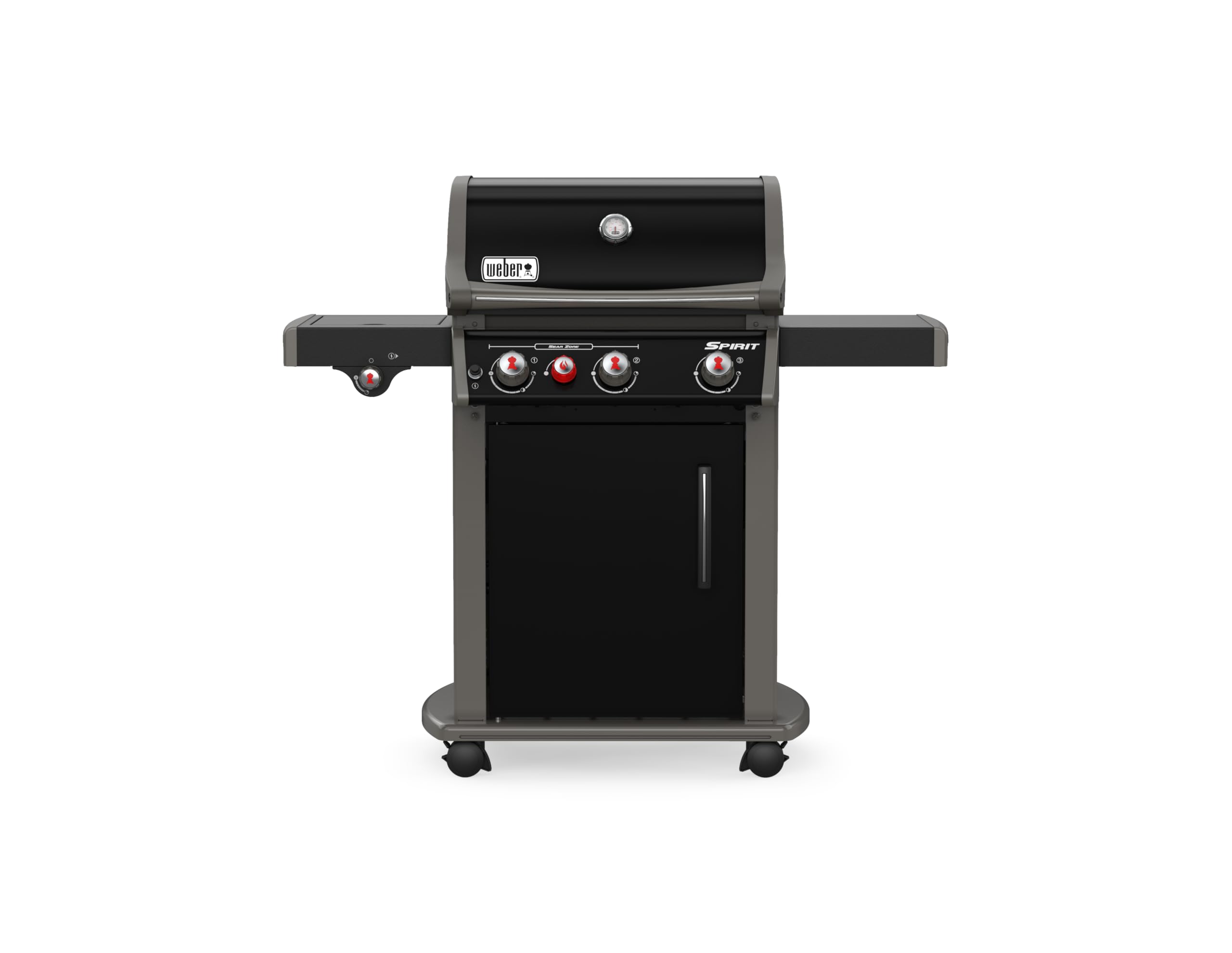 Weber Spirit E-330 GBS Classic Barbecue à gaz, 3 brûleurs + réchaud latéral + brûleur Sear Zone, Surface de Cuisson 60 x 46 cm, thermomètre de Couvercle, 4 Roues - Noir (1500134)