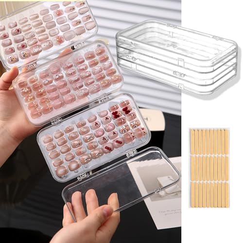 Tri-Fold Press On Nail Organizer Case - 4-Page Portable Storage B...