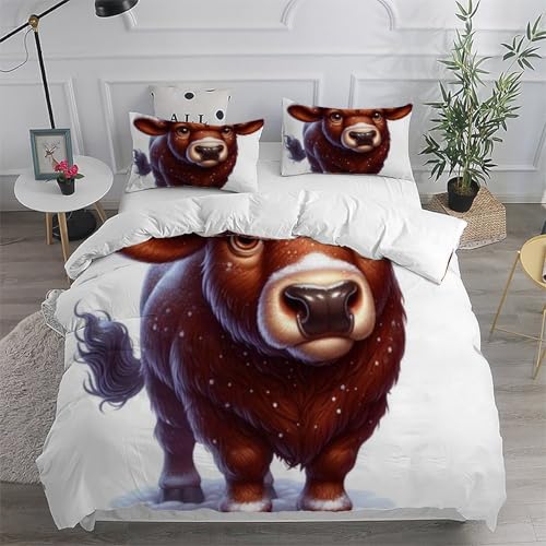 Linge de lit King imprimé 3D petite vache microfibre durable - 6