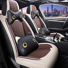 Car Seat Covers for Seat Ibiza 2009-2017 5seat Front Rear Row PU Leather Waterproof Car Seat Protector Deluxe Edition White Coffee